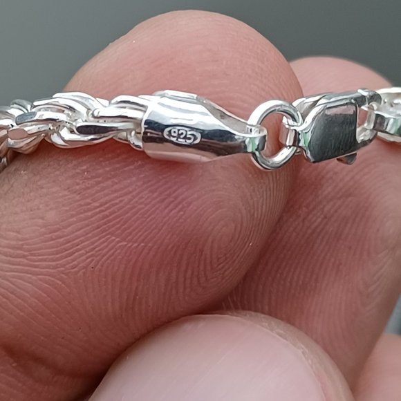 925 Sterling Silver Rope Style Chain - Picture 6 of 7